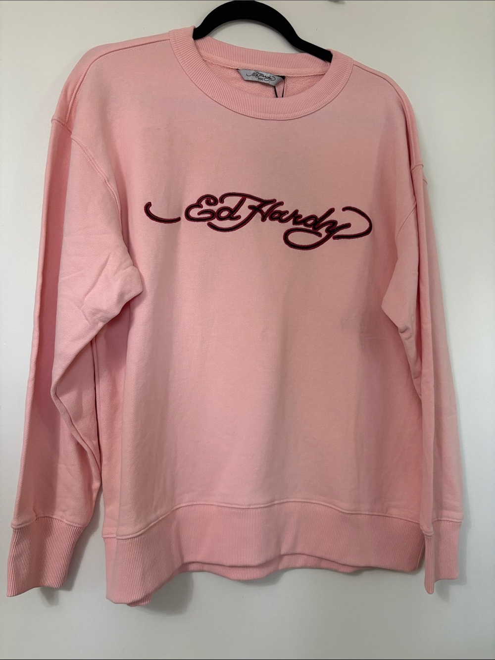 Ed Hardy Pink Crewneck with Script Logo